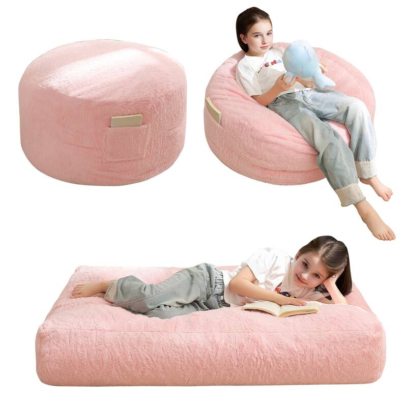Convertible Bean Bag Chair Bed for Kids - Pink