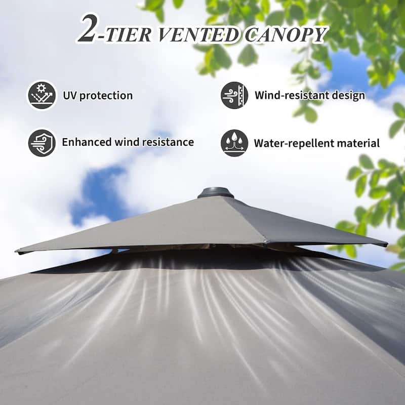 9 ft. Aluminum Cantilever Tilt Patio Umbrella with Center Pole (Base Not Included)