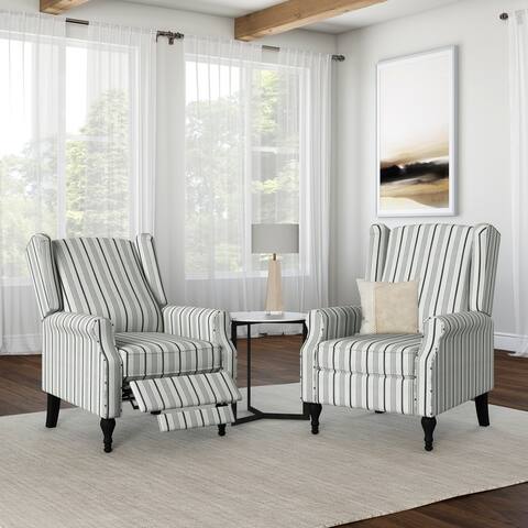 The Gray Barn Farmhouse Wingback Pushback Recliner Chairs (Set of 2)