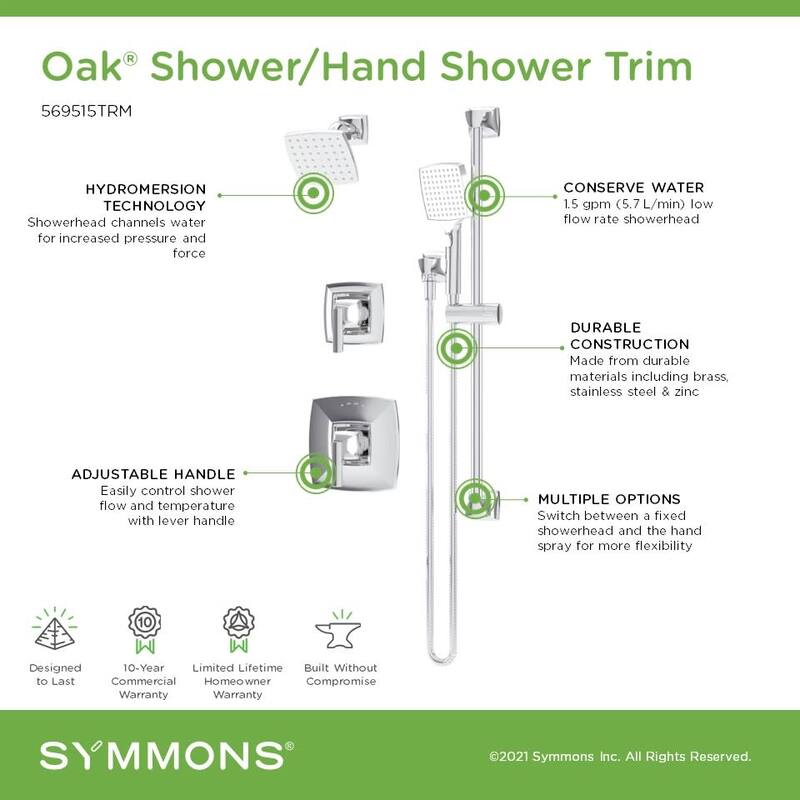 Symmons 569515TRM Oak Shower Only Trim Package with 1.5 GPM Single