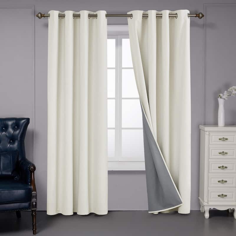 Deconovo Faux Linen Total Blackout with Coating Curtains (2 Panel)
