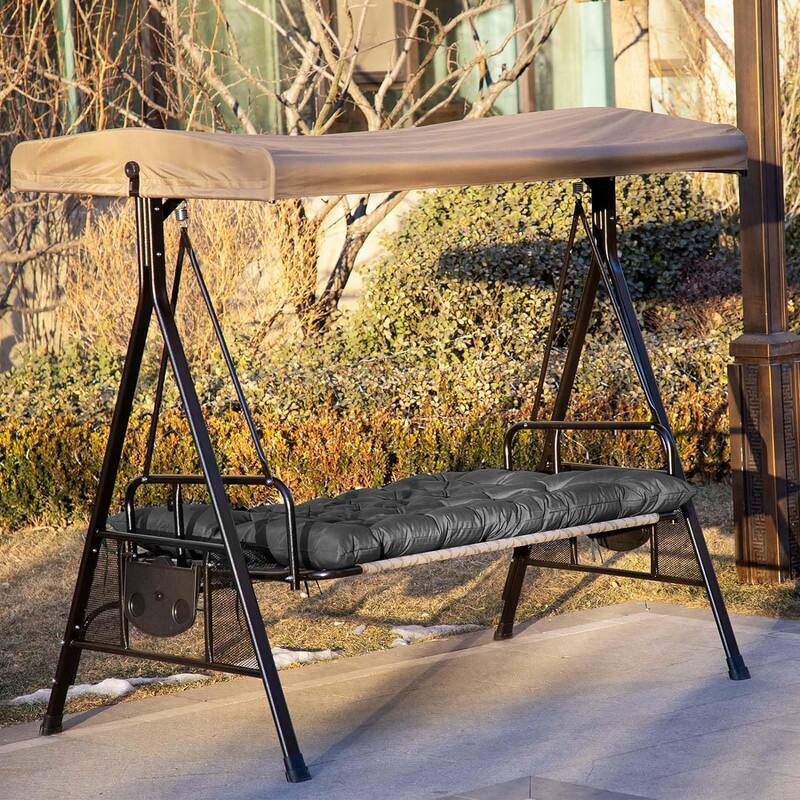 Outdoor Swing Cushions Replacement, Outdoor Thickened Bench Cushion with Ties for Porch,Patio,Backyard,Garden