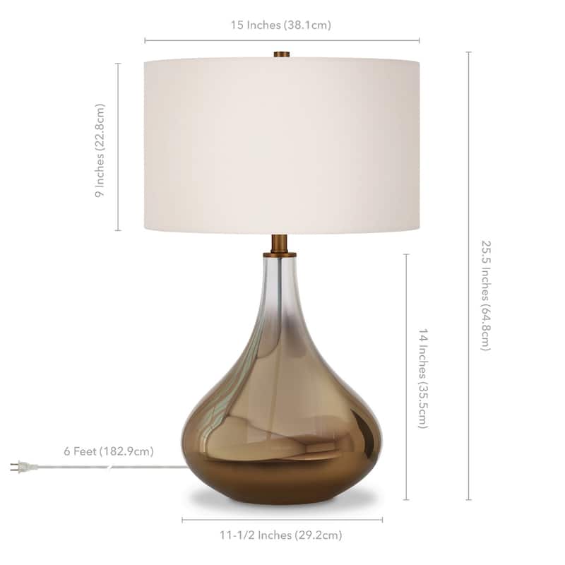 25" Glass Gourd Table Lamp with White Drum Shade - 15" x 15" x 25.5"