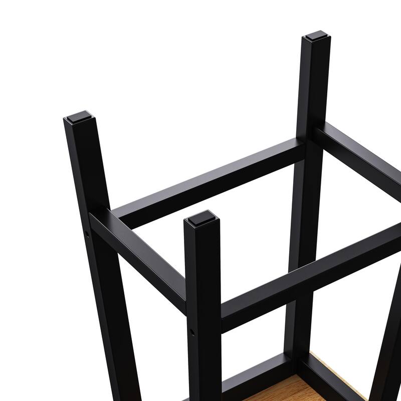 Modern 25.6" Set of 2 Bar Stools with Wood-Grain Seat Panel Solid Wood Frame for Kitchen Dining Room Counter and Living Room