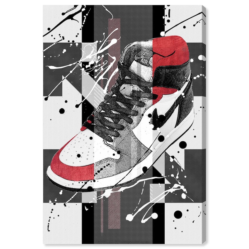 Notoriart Flashy Red Sneaker Gallery Wrapped Sneaker 1 Piece Canvas Wall Art - 30 x 45