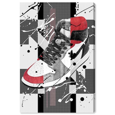 Notoriart Flashy Red Sneaker Gallery Wrapped Sneaker 1 Piece Canvas Wall Art