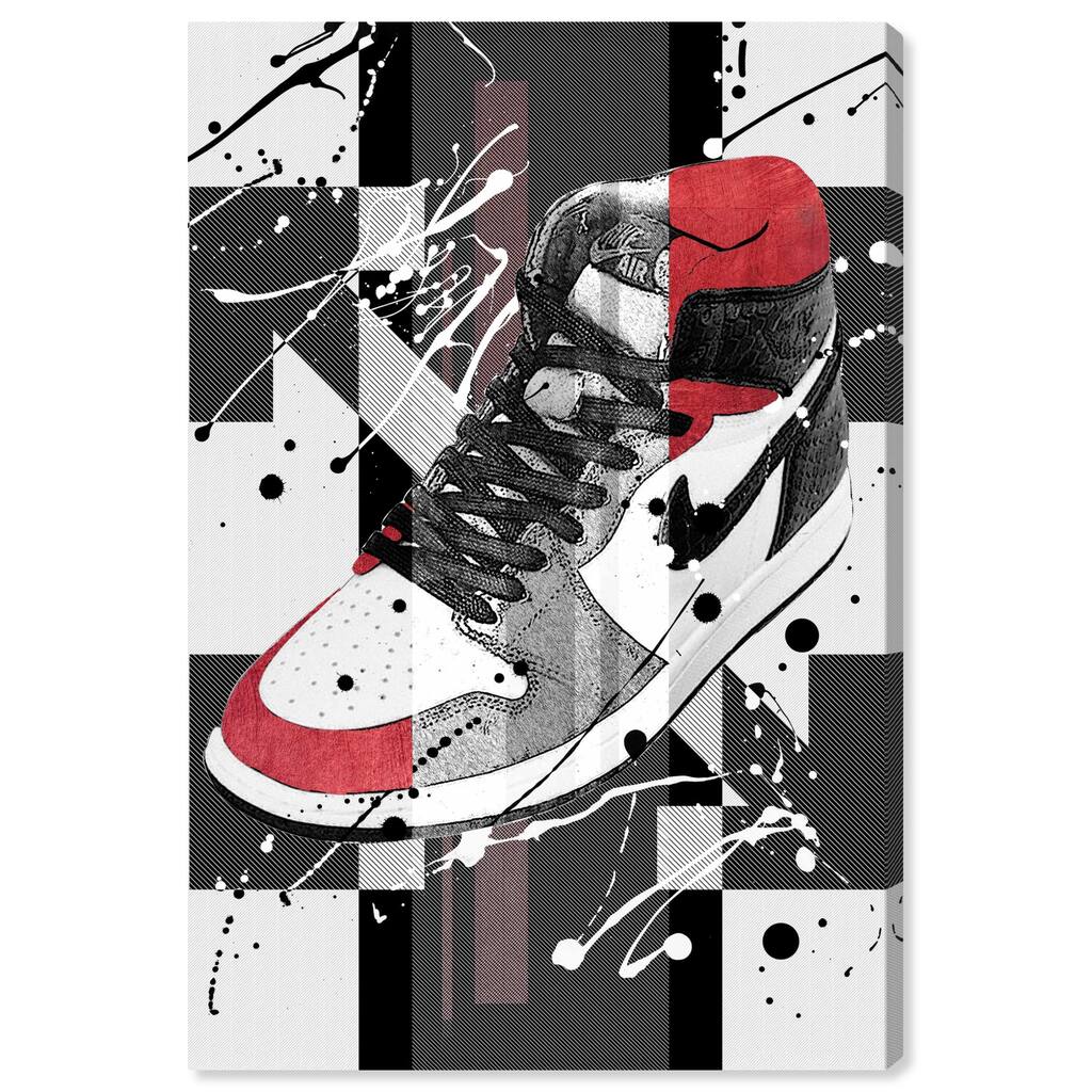 Notoriart Flashy Red Sneaker Gallery Wrapped Sneaker 1 Piece Canvas Wall Art