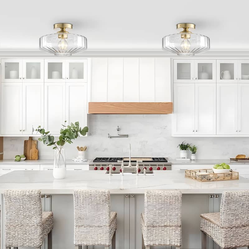 Starsky 1-Light Handcrafted Radiating Texture Art Glass Flush Mount