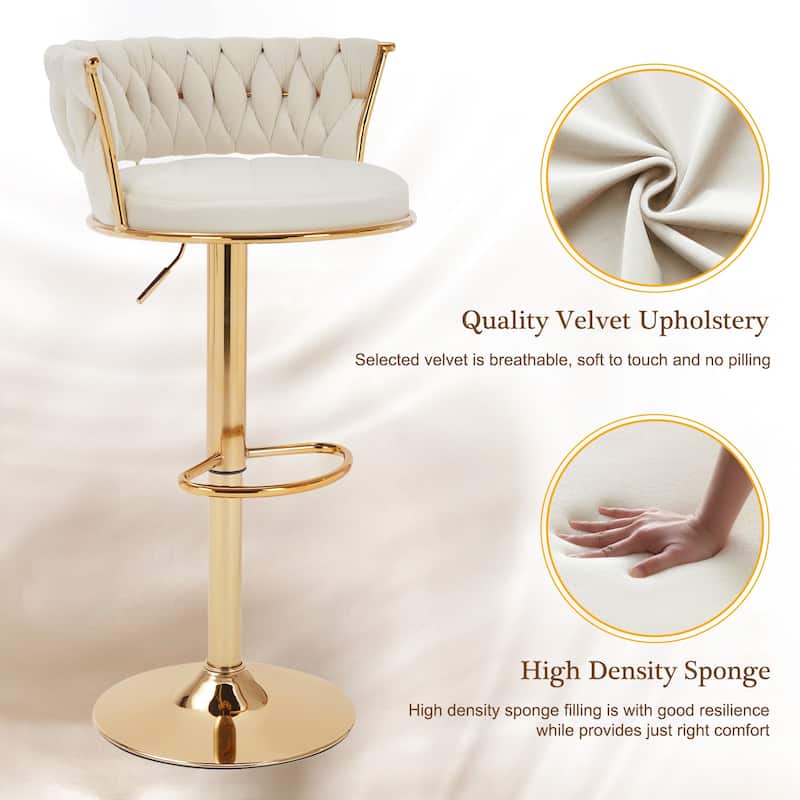 Javlergo Bar Stools Set of 4 Velvet Floral Back 360° Swivel Bar Stools 30.5" to 38.8" Adjustable Height Bar stools