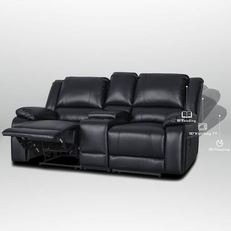 72" Width Modern Contemporary Faux Leather Manual Reclining Loveseat