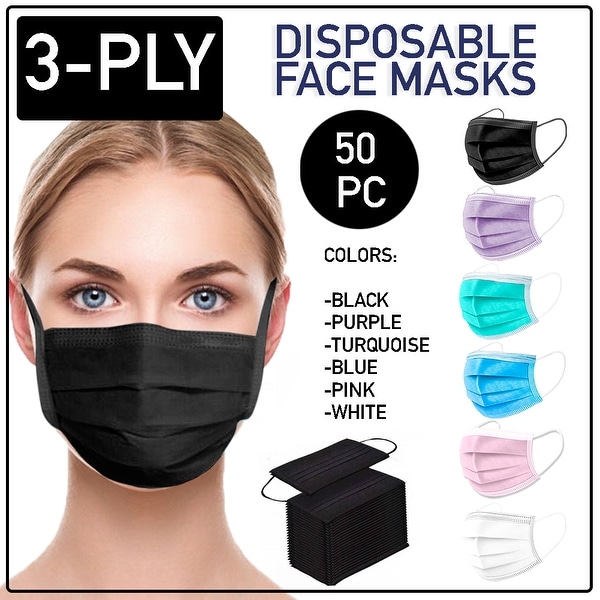 Disposable Face Mask 50 PCS 3-Ply Dental Medical Ear-Loop Mouth Cover - OS. Opens flyout.