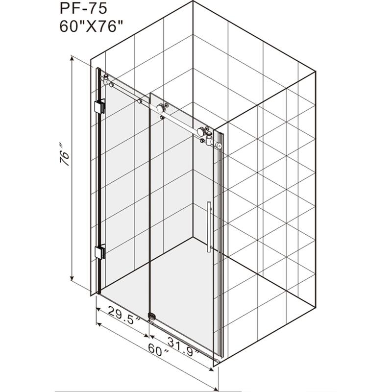 Frameless Shower Doors with Clear Tempered Glass