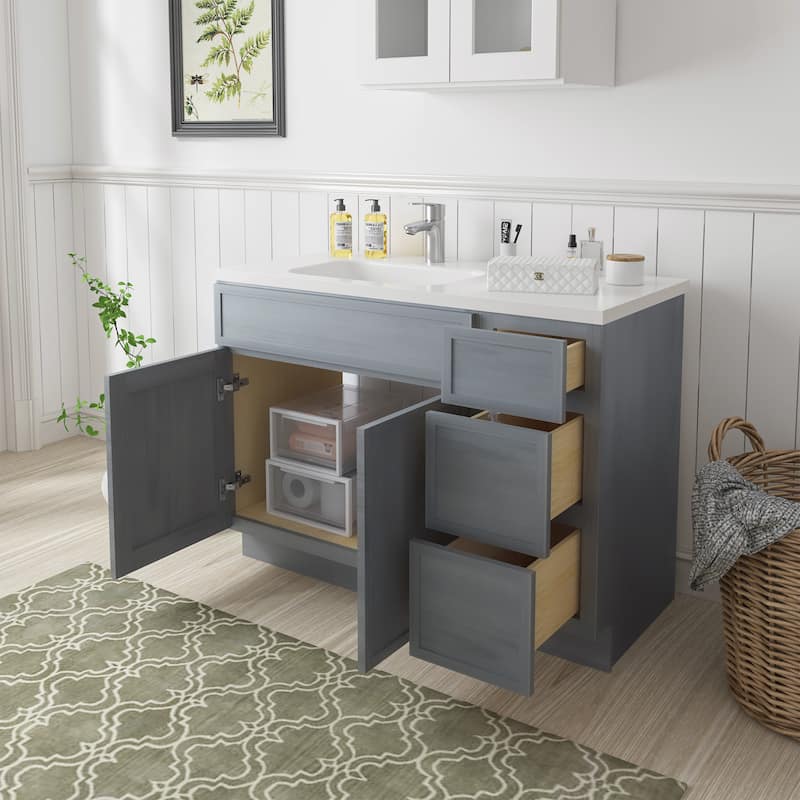 Vanity Art 45" Birch Freestanding Bathroom Vanity Cabinet without Top