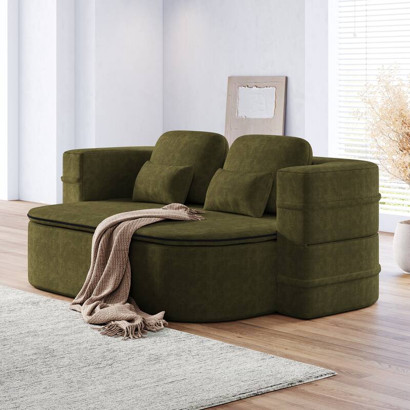 Chenille Foldable Sleeper Sofa Bed Convertible Full Size Floor Bed