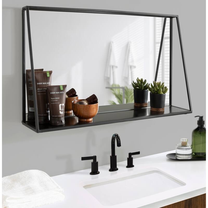 Kate and Laurel Lintz Metal Framed Mirror with Shelf