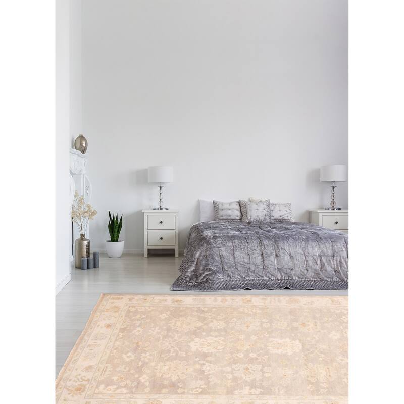 ECARPETGALLERY Hand-knotted Modern Oushak Grey Wool Rug - 8'9 x 11'11