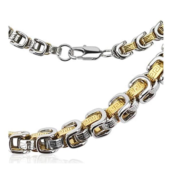Maze Chain Link Gold IP Duo-Tone Necklace Stainless Steel (6 mm) - 24 in