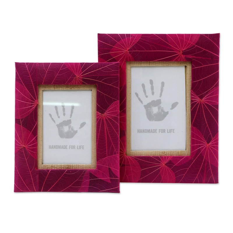 Novica Handmade Autumn Spirit In Pink Natural Fiber Photo Frames (Pair)