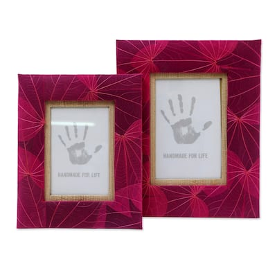 Novica Handmade Autumn Spirit In Pink Natural Fiber Photo Frames (Pair)