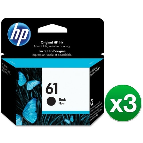 HP 61 Black Original Ink Cartridge (3-Pack) Ink Cartridge