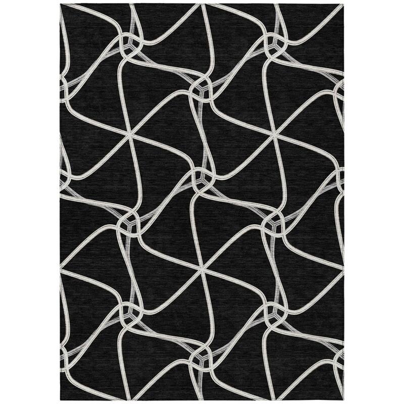 HomeRoots Geometric Contemporary Rectangle Outdoor Rug