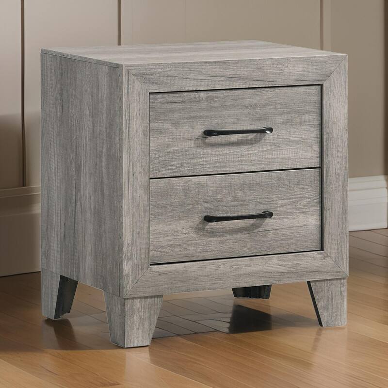 Driftwood Gray 2 Drawer 21.6 in. W Nightstand with Sturdy Hardware and Ample Storage