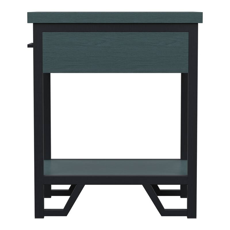 Hatfield Industrial 12-inch Metal 1-shelf 1-drawer Compact End Table with USB Ports