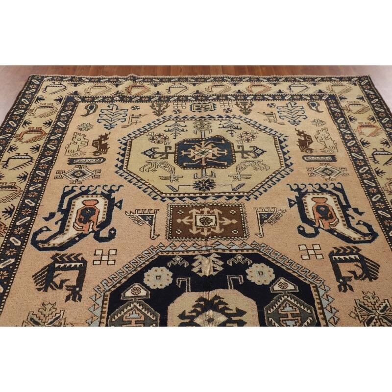 Tribal Ardebil Persian Vintage Area Rug Handmade Wool Carpet - 6'7" x 10'3"