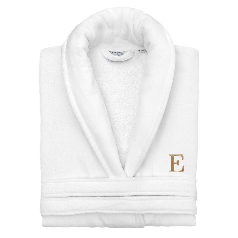 Authentic Hotel and Spa 100% Turkish Cotton Personalized Unisex Anovia Velour Bathrobe - Gold Block Font - Large/XLarge - E