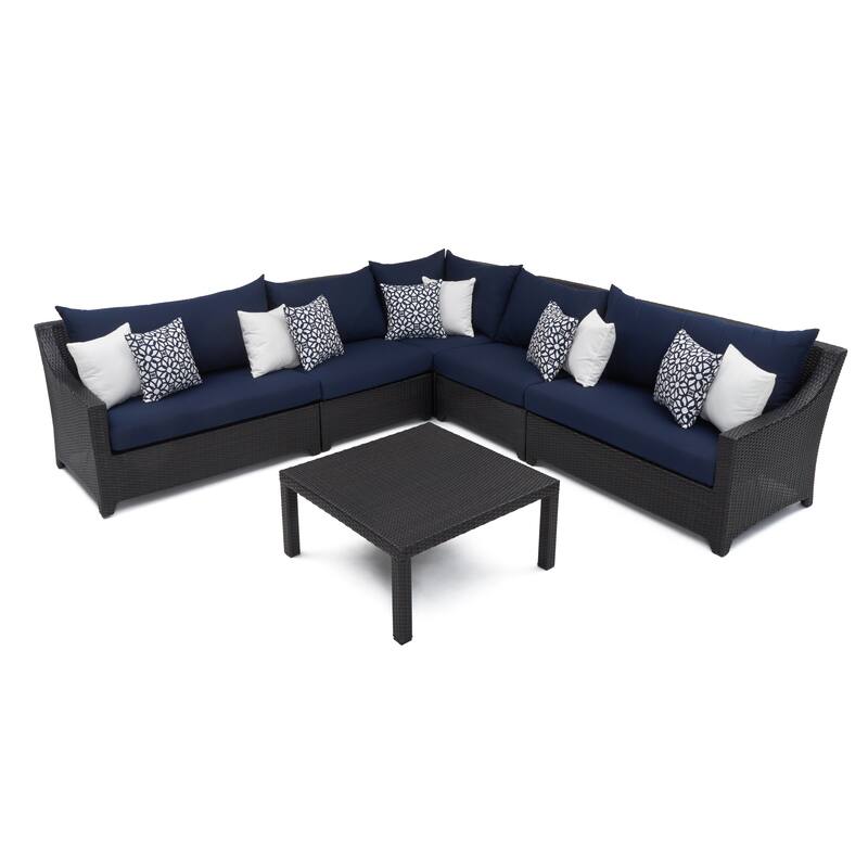 Deco 6 Piece Sunbrella Outdoor Patio Sectional & Table Set