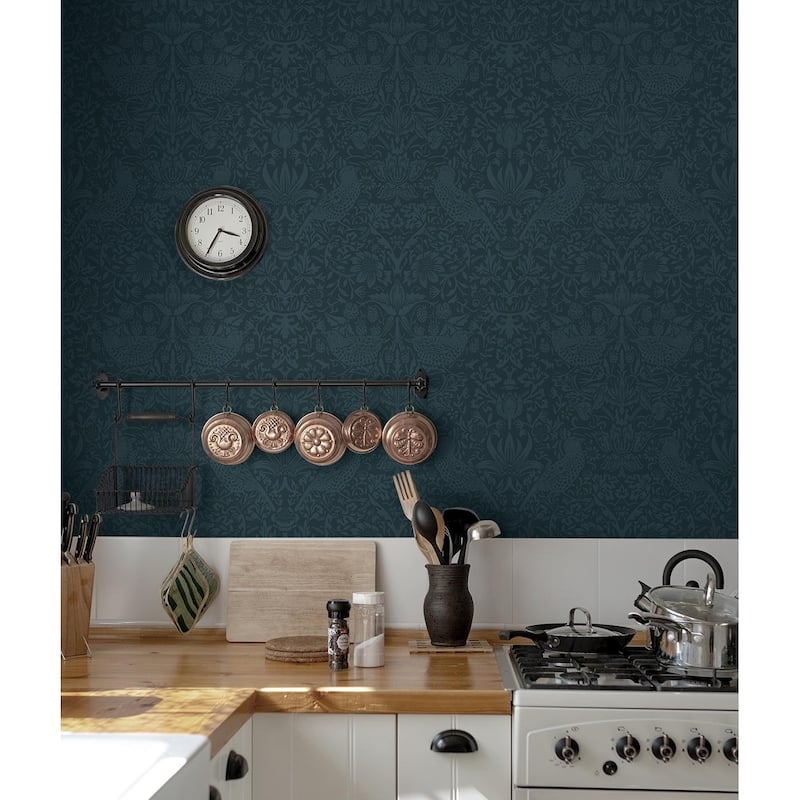 NextWall Tonal Bird Garden Peel and Stick Wallpaper
