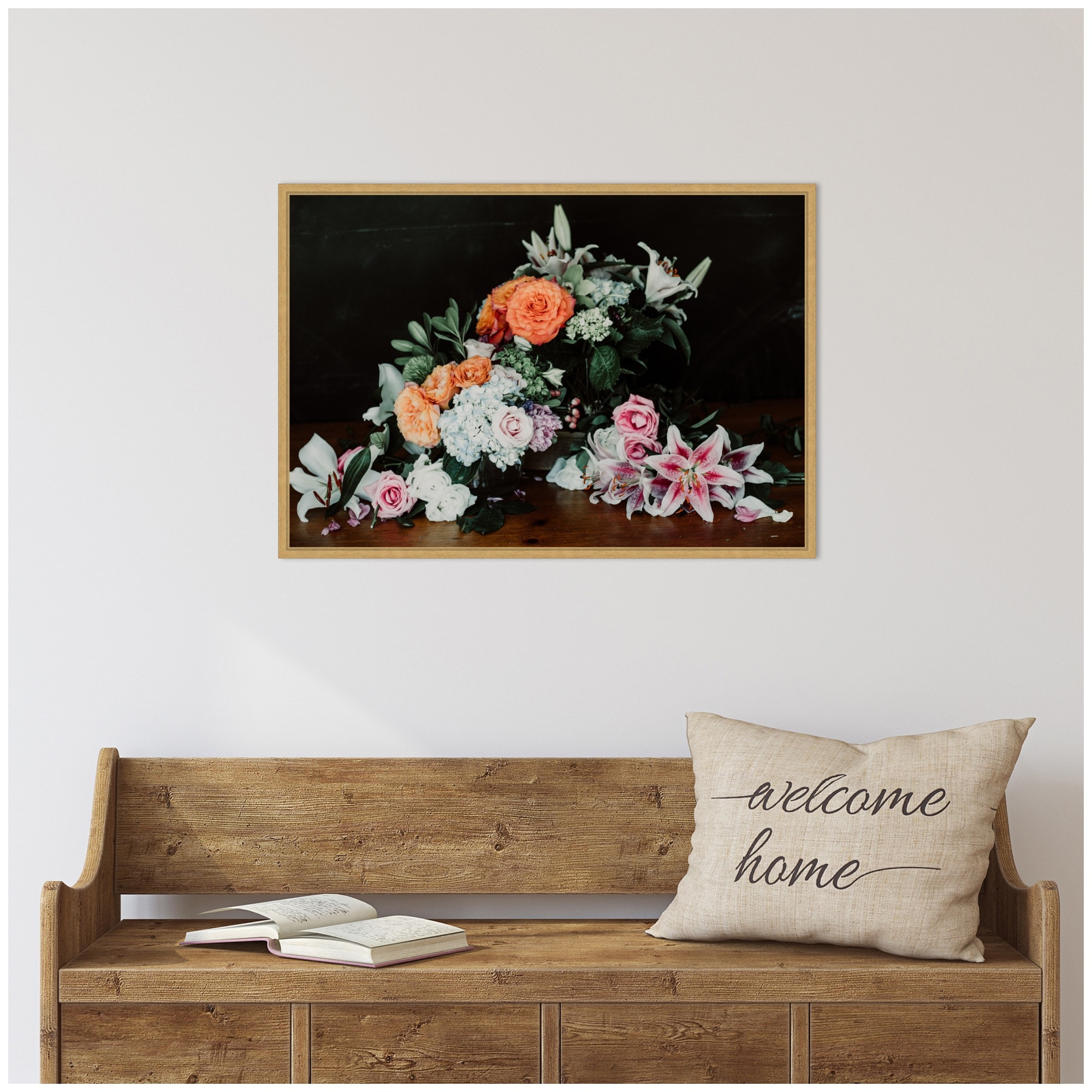 Kate and Laurel Sylvie Moody Bouquet Framed Canvas by Alicia Abla