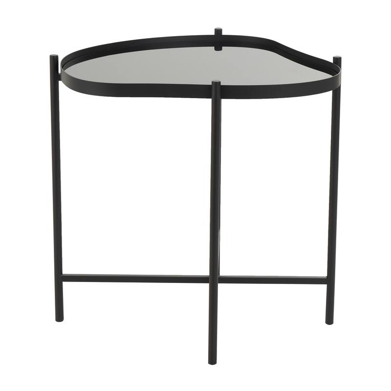 Metal Abstract Wavy Side End Accent Table with X-Shaped Base - Black - Roche River Decor - Black - 19"W,21"H