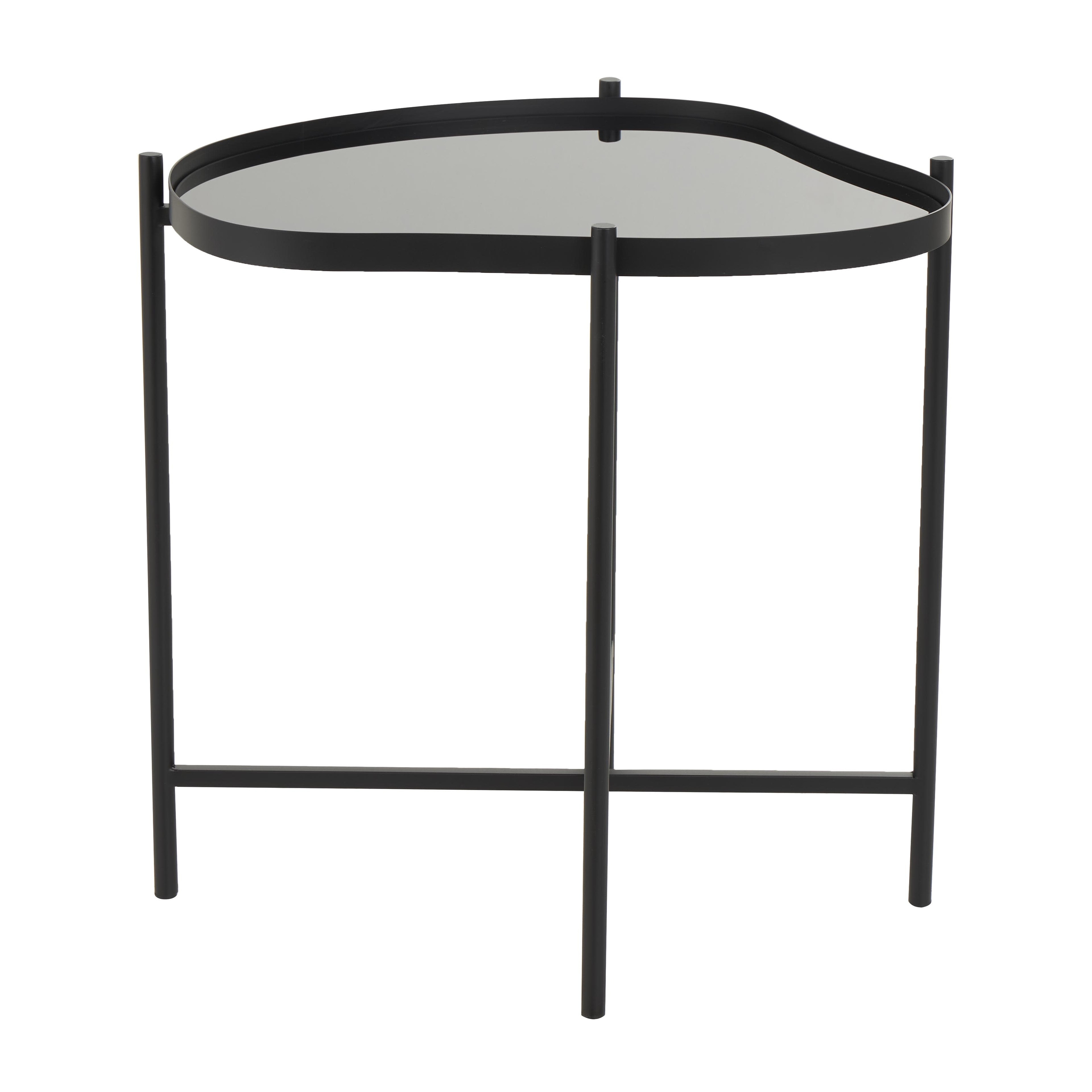 Metal Abstract Wavy Side End Accent Table with X-Shaped Base - Black - Roche River Decor