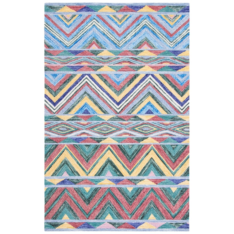 SAFAVIEH Handmade Metro Miradije Boho Wool Rug - 6' Square - Red/Blue