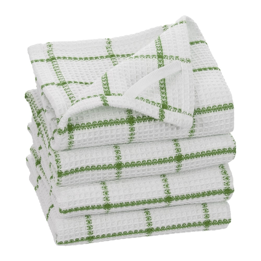 Fabstyles Solo Waffle Cotton Kitchen Towel Set of 4 - 18x28