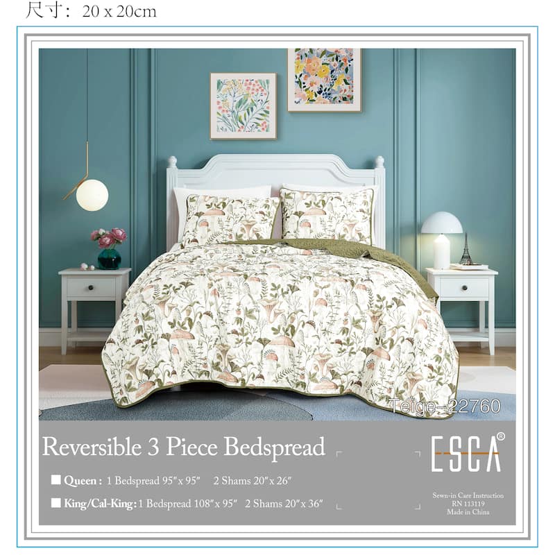 Shatex Teige 3 piece Lightweight Bedspread set,Oversized Reversible Quilt set,Bedding Comforter Set