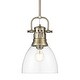 preview thumbnail 1 of 0, Yep by Golden Lighting Duncan 1-light 9in rod hung Pendant in Aged Brass and Clear Glass