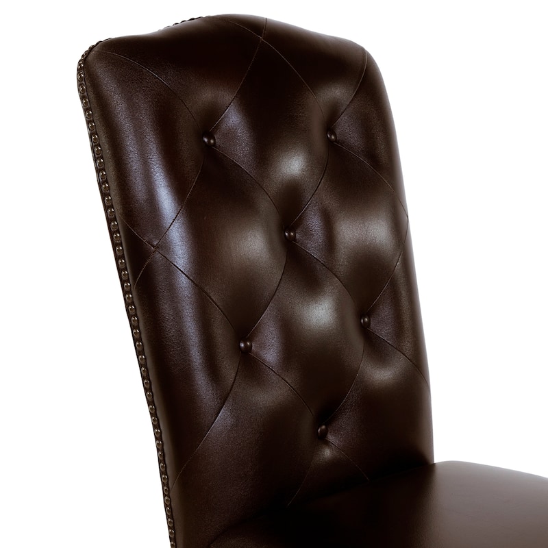 Furniture of America Kova Traditional Cherry Tufted Leather Dining Chairs (Set of 2)