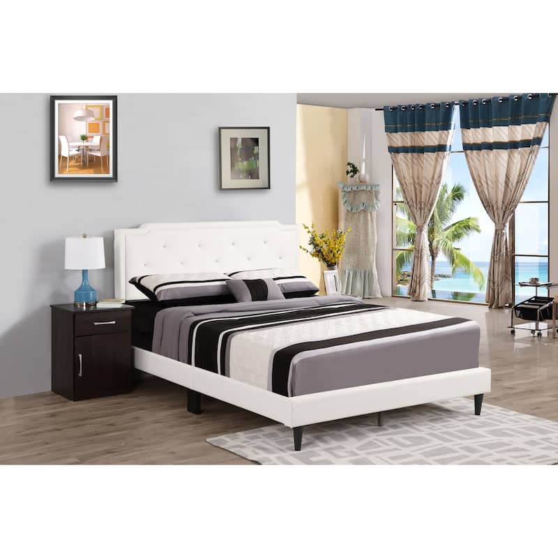 White Queen Bed with Sleek Casual Design, Sturdy Frame and Bright Finish for Stylish Bedrooms or Cozy Guest Retreats