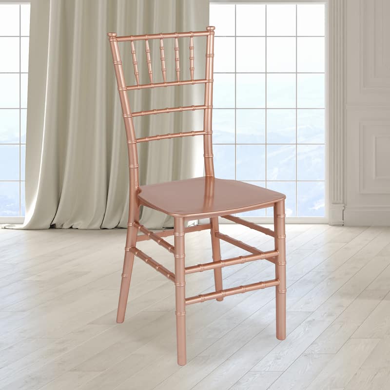 Resin Stackable Chiavari Chair - 15"W x 18.75"D x 35"H - 15"W x 18.75"D x 35"H - rose gold