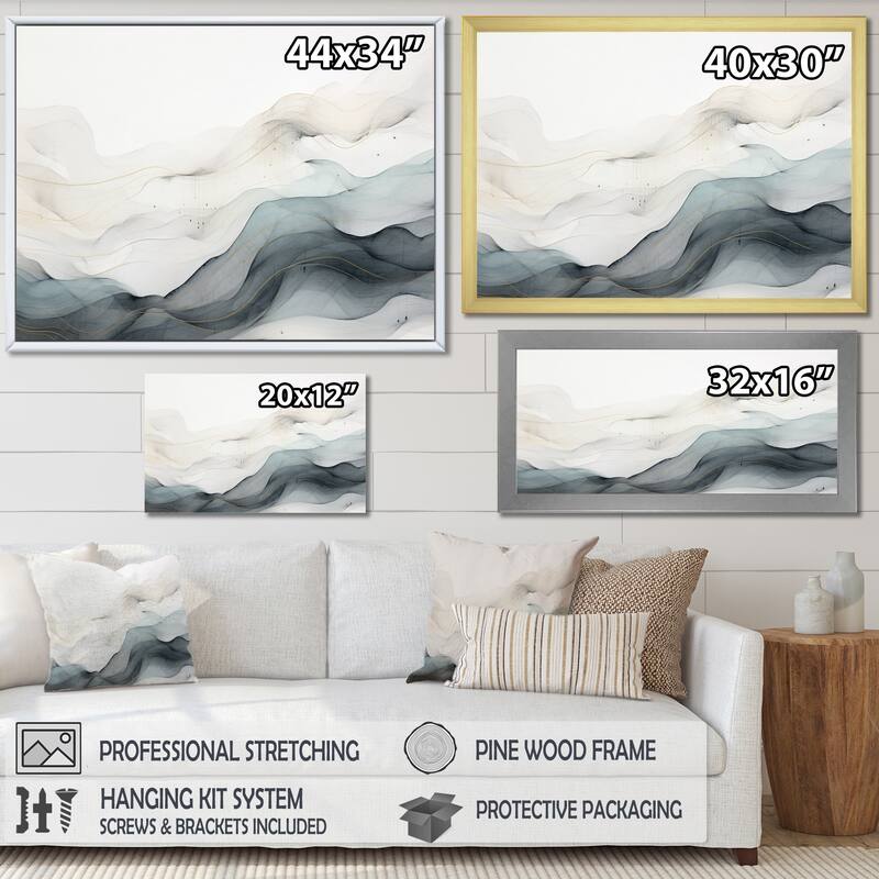 Designart "Blue Grey Line Art Conceptual Abstract II" Modern Wall Decor