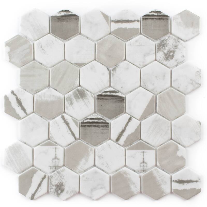 The Tile Life Eterna Hex 2x2 Alaia Glass Mosaic Floor, Backsplash & Wall Tile