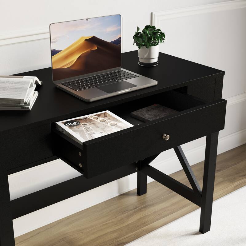 Writing Desk - Modern Desk with X-Pattern Legs and Drawer Storage by ...