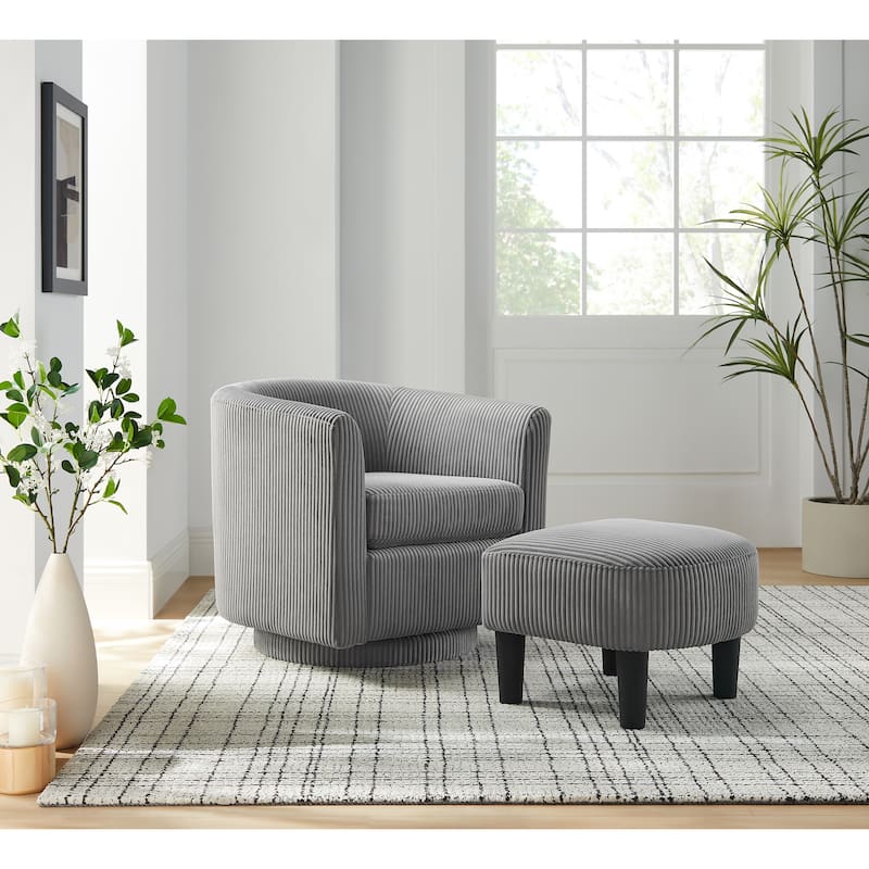 Grey 26.38" Swivel Arm Chair with Ottoman