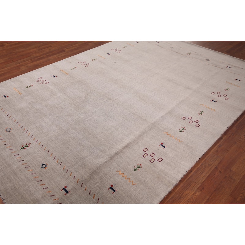 Little Animals Design Gabbeh Indian Area Rug Hand-Knotted Wool Carpet - 6'7"x 9'7"