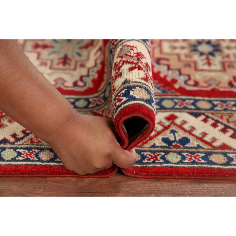 Red Kazak Oriental Runner Rug Hand-Knotted Wool Carpet - 2'9" x 9'3"