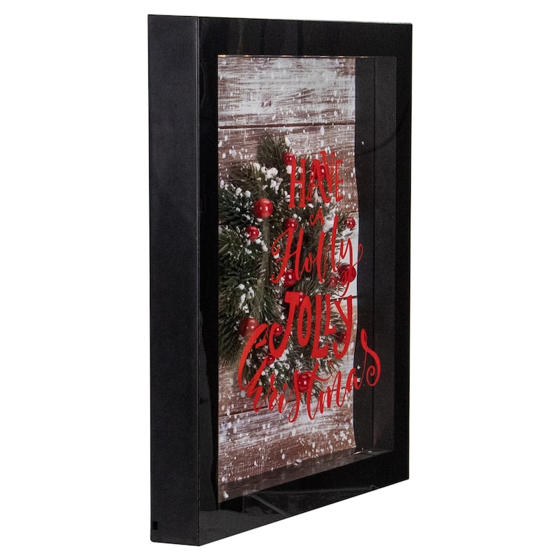 14" Black 3D "Have A Holly Jolly Christmas" LED Christmas Box Decor