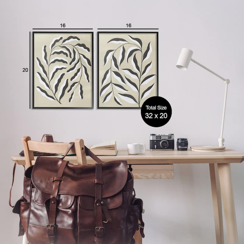 Stupell Midcentury Mod Botanicals Framed Giclee Art Design By Grace Popp (Set of 2)