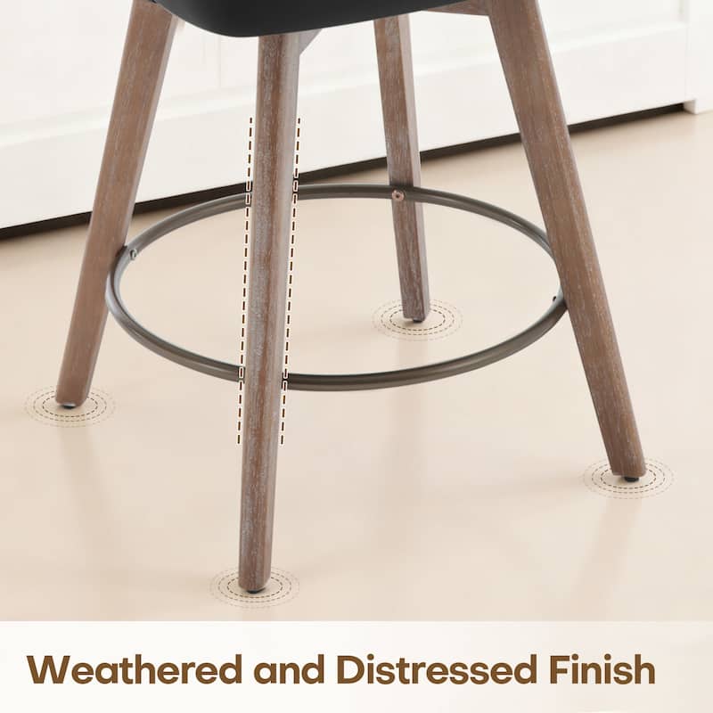 26" Upholstered Counter Height Swivel Bar Stool, Counter Stools with Solid Wood Legs - 39.37"H x 22.44"D x 21.65"W